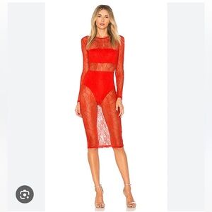 Red Lace Revolve h:ours Marcelle dress XS SOLD OUT